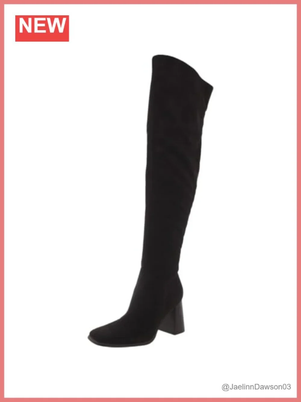 Over the Knee Faux Suede Block Heel Square Toe Zip Boots